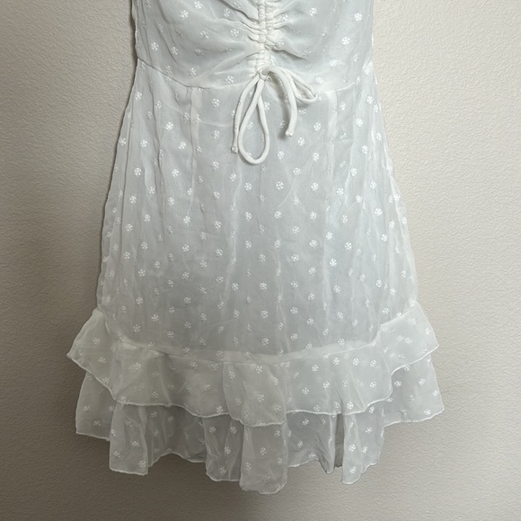 Princess Polly Mikail White Swiss Dot Puff Sleeve Sweetheart Neckline Mini Dress - Picture 6 of 11